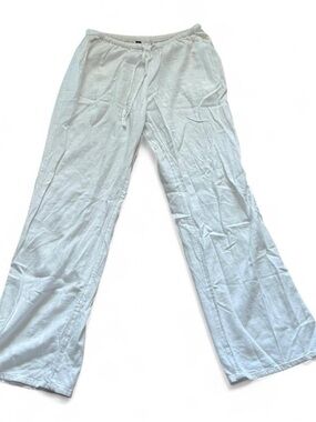 Lightweight White Linen Drawstring Lounge Pants